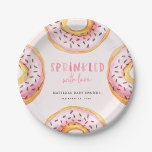 Sprinkled with love doughnut baby shower paper plate