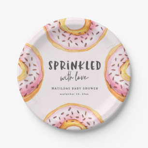Sprinkled with love doughnut baby shower paper plate