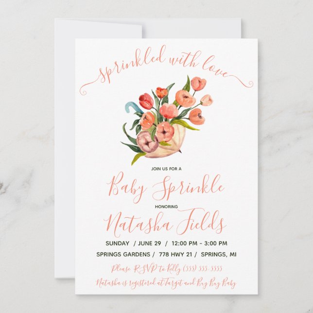 Sprinkled With Love! Umbrella Baby Sprinkle Invitation (Front)