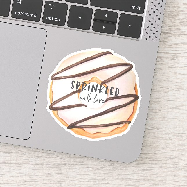 Sprinkled with love watercolor doughnut (Detail)