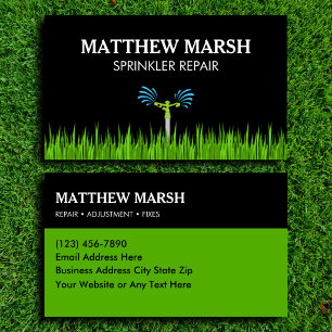 Sprinkler Repair Contractor Custom Business Card