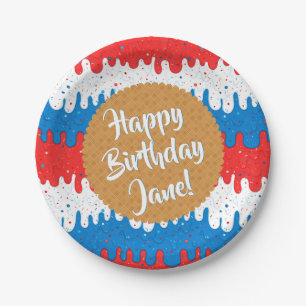 Sprinkles and America Ice Cream Birthday Paper Plate