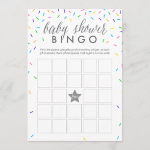 Sprinkles Baby Shower Bingo Game Card