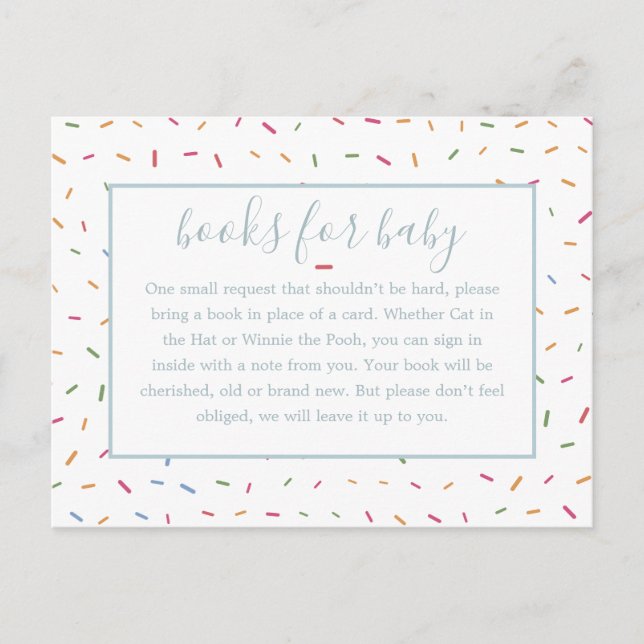 Sprinkles Baby Shower Book Insert Request Card (Front)