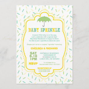 Sprinkles Baby Shower Invites green yellow teal