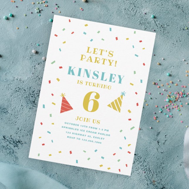 Sprinkles Colourful Kids Birthday Party Invitation (Creator Uploaded)