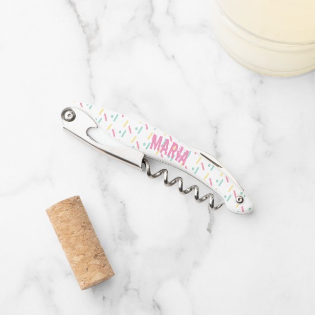 Sprinkles Colourful Monogram Name Corkscrew (Front)