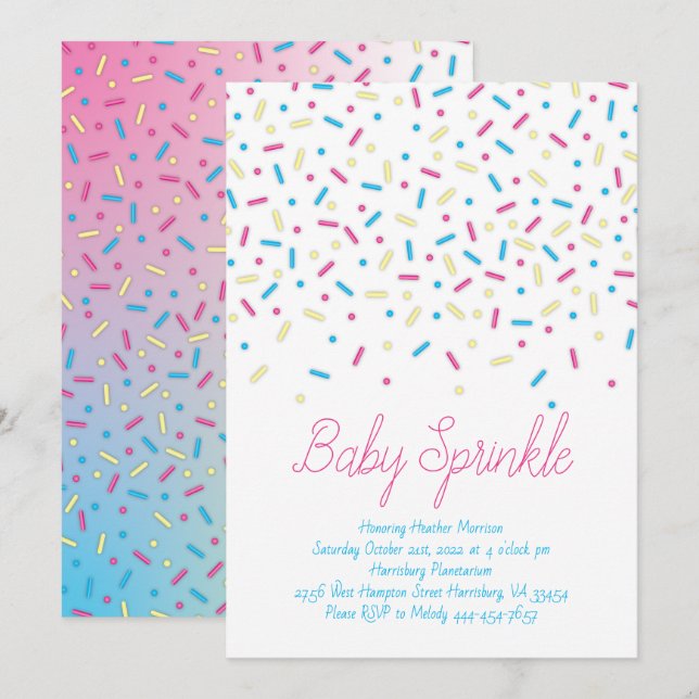 Sprinkles Confetti Baby Sprinkle Shower Invitation (Front/Back)