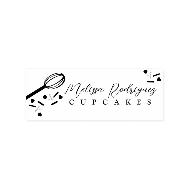 Sprinkles Cupcake Cake Bakery Baker Heart Logo Rubber Stamp (Imprint)