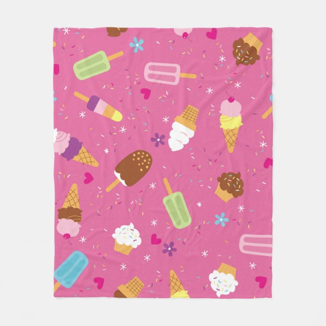 Sprinkles, cupcakes, ice cream, and popsicles scat fleece blanket (Front)