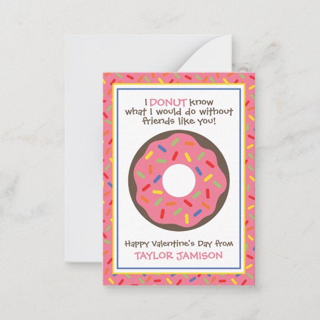 Sprinkles Doughnut Valentine's Classroom Cards (Front)