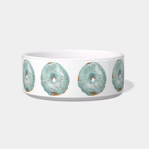 Sprinkles Doughnut with Blue Frosting. Bowl
