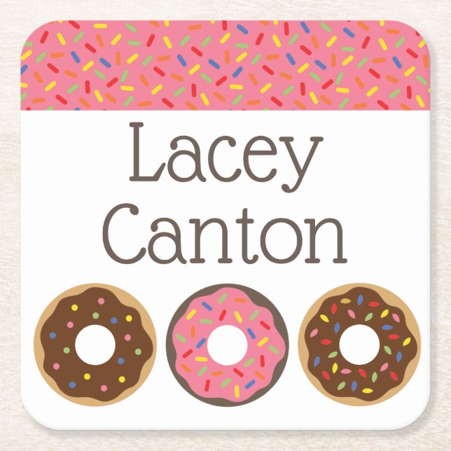Sprinkles Doughnuts Personalised Paper Coasters (Front)