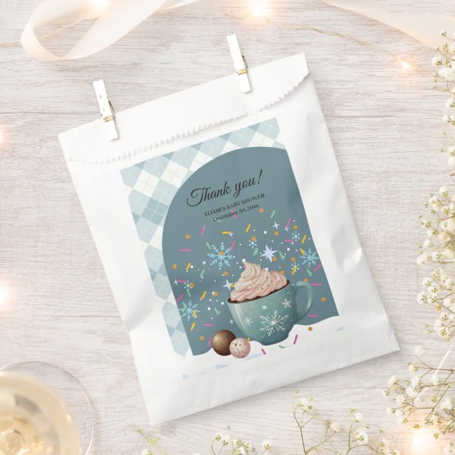 Sprinkles Hot Cocoa Winter Snowflakes Baby Shower Favour Bags (Clipped)