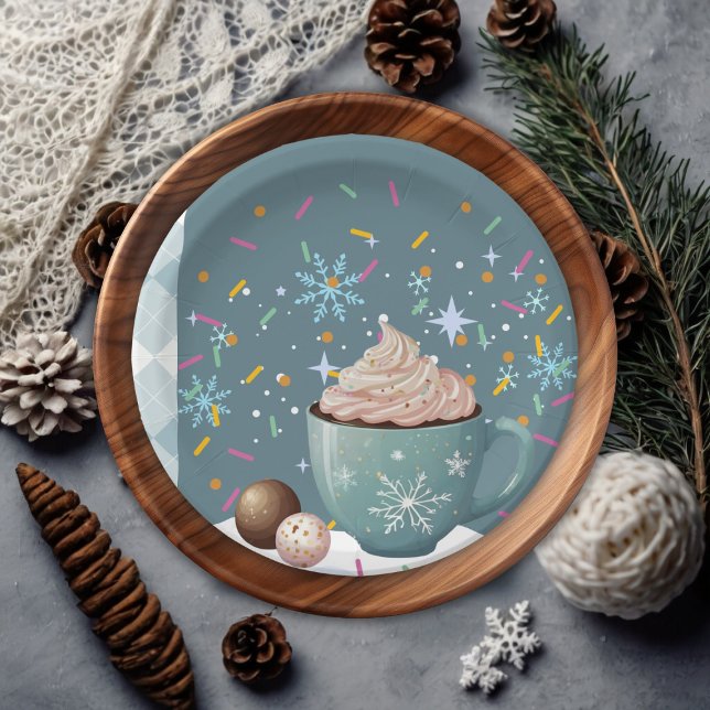 Sprinkles Hot Cocoa Winter Snowflakes Baby Shower Paper Plate (Creator Uploaded)