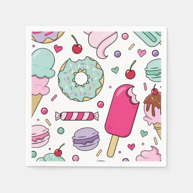 Sprinkles Ice Cream and Cake Birthday Napkin (Front)