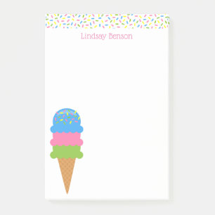 Sprinkles Ice Cream Cone Custom Post-it Notepad