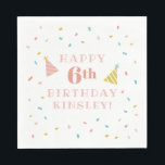 Sprinkles Kids Birthday Party Napkin<br><div class="desc">A festive kids birthday party napkin featuring rainbow sprinkles,  large age and hand drawn party hats.</div>