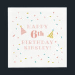 Sprinkles Kids Birthday Party Napkin<br><div class="desc">A festive kids birthday party napkin featuring rainbow sprinkles,  large age and hand drawn party hats.</div>