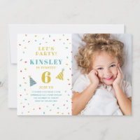 Sprinkles kids photo birthday party invitation