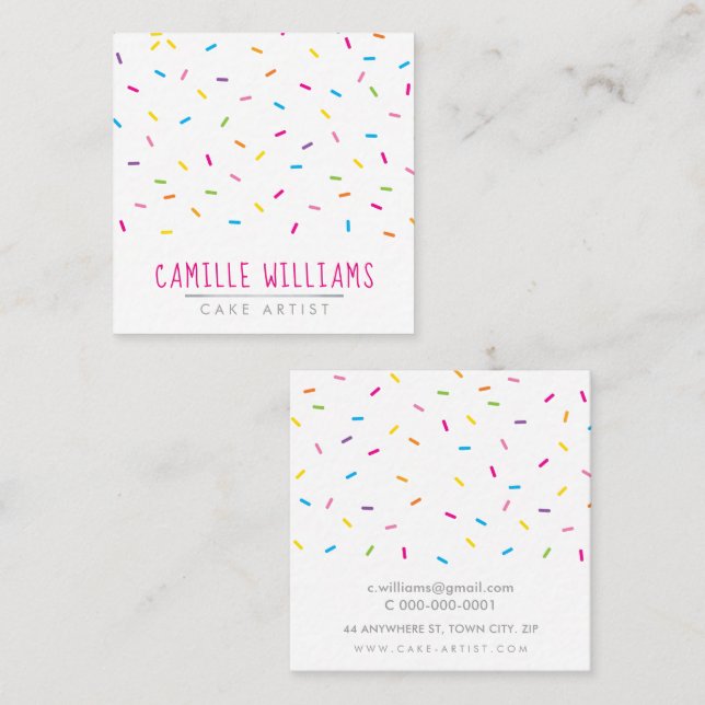 SPRINKLES modern cute patterned colourful party Square Business Card (Front/Back)