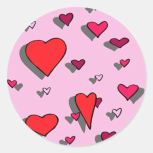 Sprinkles of Hearts on Pink Background Classic Round Sticker