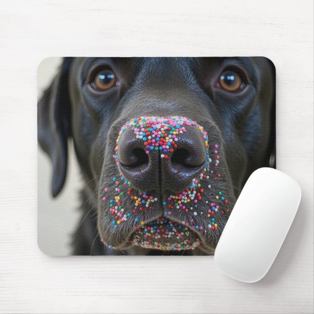 Sprinkles On a Black Labrador Retriever Nose Mouse Mat (With Mouse)