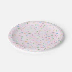 Sprinkles on pink plate, birthday party paper plate