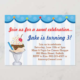 Sprinkles on Top Ice Cream Party Invitation (Blue)