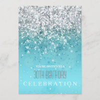 Sprinkling Joy Modern Aqua Glitter Party Invites