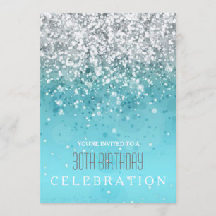Sprinkling Joy Modern Aqua Glitter Party Invites