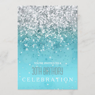 Sprinkling Joy Modern Aqua Glitter Party Invites