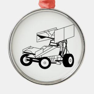 Sprint Car Outline Metal Tree Decoration