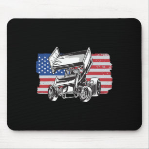 Sprint Car Racing Usa Flag Mouse Mat