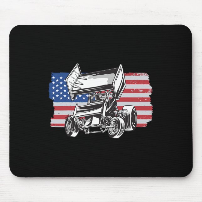 Sprint Car Racing Usa Flag  Mouse Mat (Front)