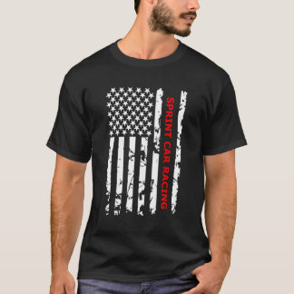 Sprint Car Racing Usa Flag T-Shirt