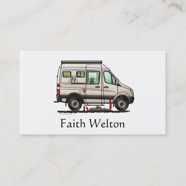 Sprinter Camper Van RV happy camper Business Card (Front)