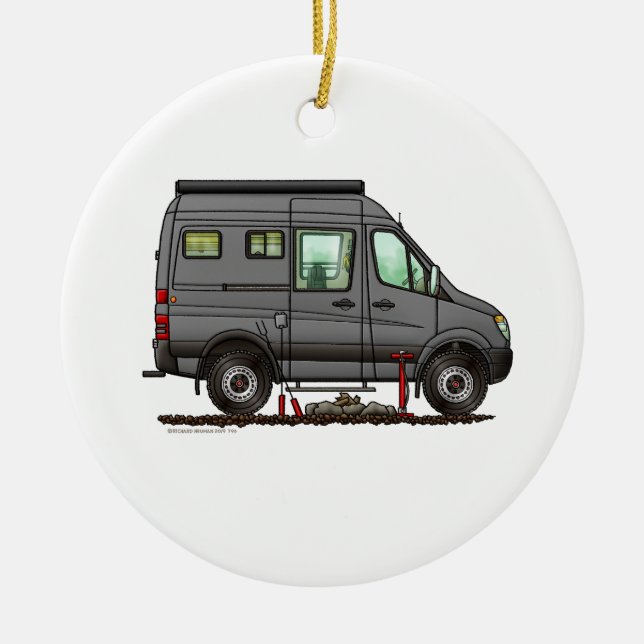 Sprinter Camper Van RV happy camper Ceramic Tree Decoration (Front)
