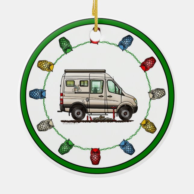 Sprinter Camper Van RV happy camper Ceramic Tree Decoration (Back)