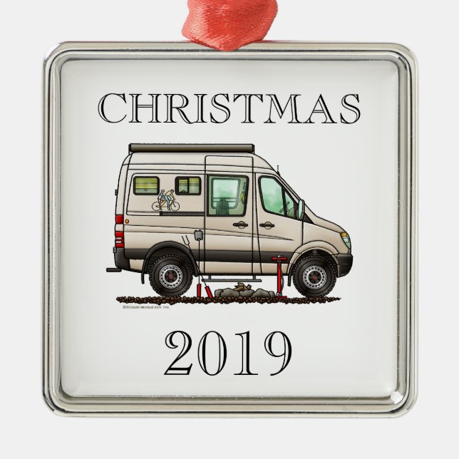 Sprinter Camper Van RV happy camper Metal Tree Decoration (Front)
