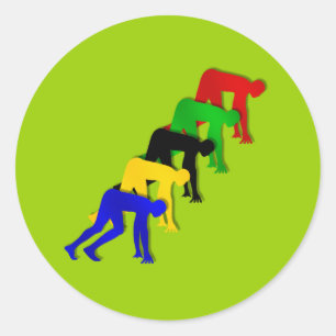 Sprinters on your marks get set go sprinting classic round sticker