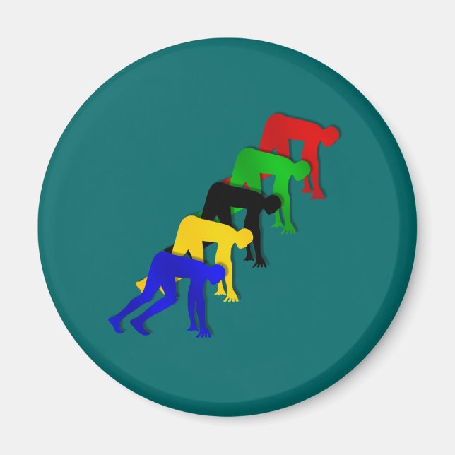 Sprinters on your marks get set go sprinting magnet (Front)