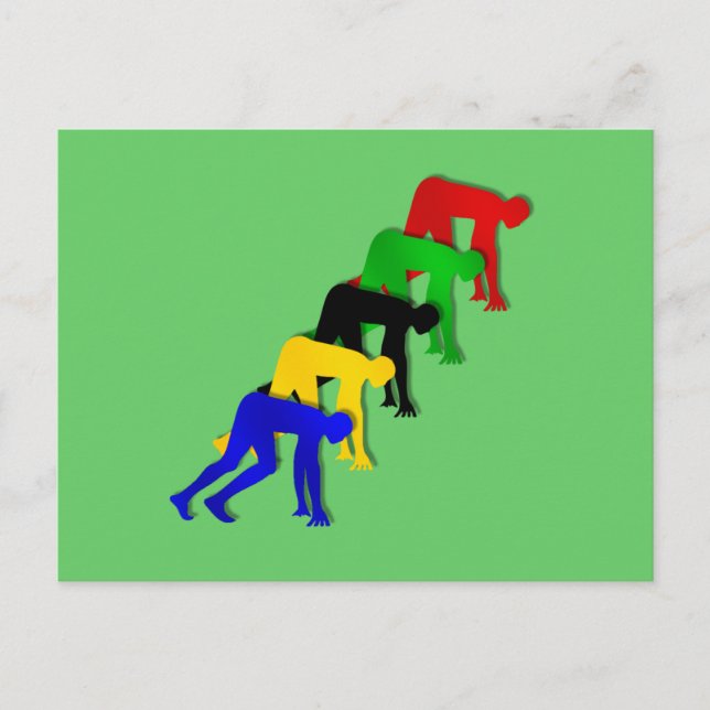Sprinters on your marks get set go sprinting postcard (Front)