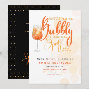 Spritz Baby Shower Boy or Girl Black Orange Invitation