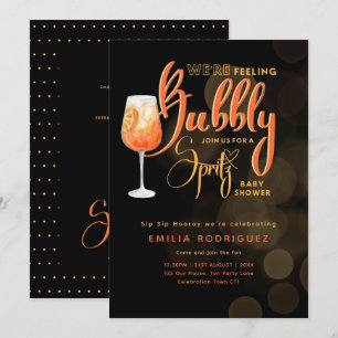 Spritz Baby Shower Boy or Girl Black Orange Invitation