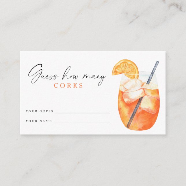 Spritz Bridal shower Guess how many corks Enclosure Card (Front)