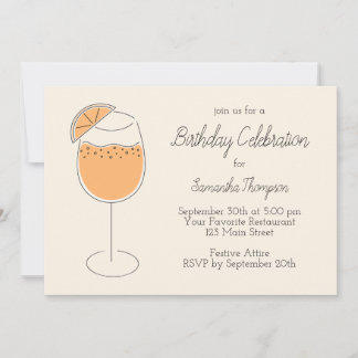Spritz Bubbly Cocktail Birthday Party Invitation