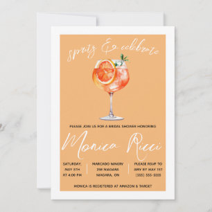 Spritz & Celebrate! Aperol Spritz Bridal Shower Invitation