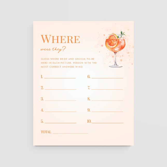 Spritz Drink Where Were They Bridal Shower Game (Creator Uploaded)