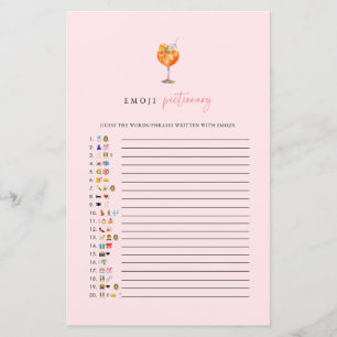 Spritz Emoji Pictionary Bridal Shower Game Card